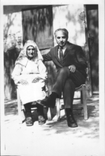 Orhan Arı with his mother Emete Ahmet. Lapityu, 1960